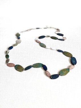 RLM Soho long metal oval disk necklace
